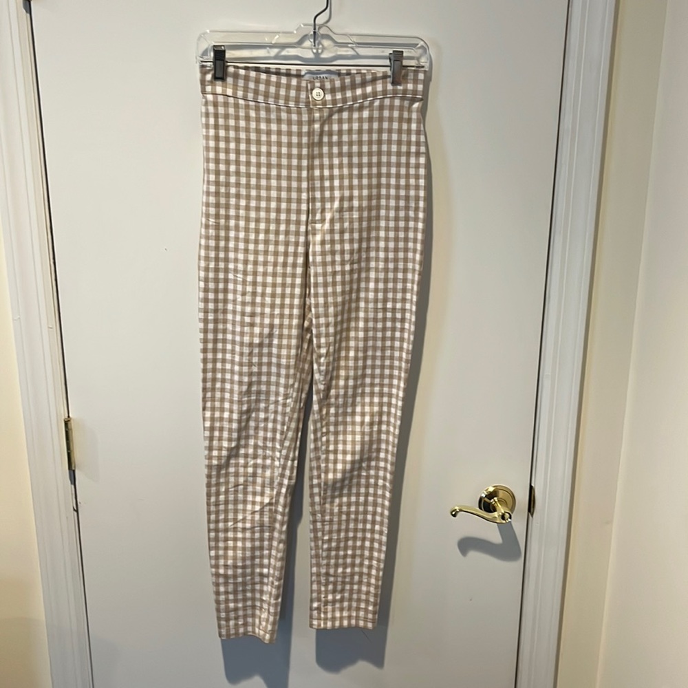 Urban outfitters lightweight cotton pants-tan and white plaid size 4